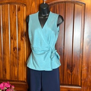Harold turquoise silk wrap blouse